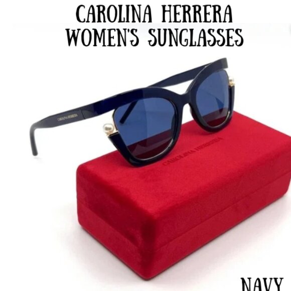 New CAROLINA HERRERA Sunglasses CH0002/S PJPKU NEW!!! Navy main image 6